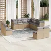 Image de vidaXL Salon de jardin 11 pcs avec coussins beige résine tressée
