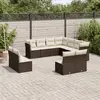Image de vidaXL Salon de jardin et coussins 11 pcs marron résine tressée