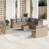 Image de vidaXL Salon de jardin avec coussins 12 pcs beige résine tressée