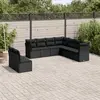 Image de vidaXL Salon de jardin 9 pcs avec coussins noir résine tressée