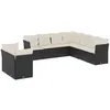 Image de vidaXL Salon de jardin 9 pcs avec coussins noir résine tressée