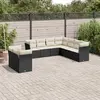Image de vidaXL Salon de jardin 9 pcs avec coussins noir résine tressée