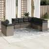 Image de vidaXL Salon de jardin 9 pcs avec coussins gris résine tressée