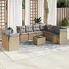Image de vidaXL Salon de jardin avec coussins 10 pcs beige résine tressée