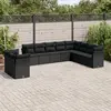 Image de vidaXL Salon de jardin 10 pcs avec coussins noir résine tressée