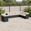 Image de vidaXL Salon de jardin 10 pcs avec coussins noir résine tressée