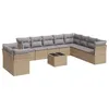 Image de vidaXL Salon de jardin 11 pcs avec coussins beige résine tressée