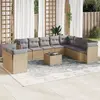 Image de vidaXL Salon de jardin 11 pcs avec coussins beige résine tressée