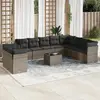 Image de vidaXL Salon de jardin 11 pcs avec coussins gris résine tressée
