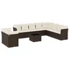 Image de vidaXL Salon de jardin et coussins 11 pcs marron résine tressée