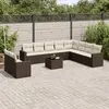Image de vidaXL Salon de jardin et coussins 11 pcs marron résine tressée