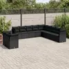 Image de vidaXL Salon de jardin 11 pcs avec coussins noir résine tressée