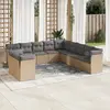 Image de vidaXL Salon de jardin 11 pcs avec coussins beige résine tressée