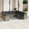 Image de vidaXL Salon de jardin 11 pcs avec coussins gris résine tressée