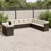 Image de vidaXL Salon de jardin et coussins 11 pcs marron résine tressée