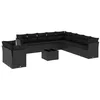 Image de vidaXL Salon de jardin 12 pcs avec coussins noir résine tressée