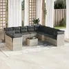 Image de vidaXL Salon de jardin avec coussins 12 pcs gris clair résine tressée