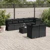 Image de vidaXL Salon de jardin 9 pcs avec coussins noir résine tressée