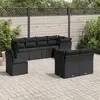 Image de vidaXL Salon de jardin 8 pcs avec coussins noir résine tressée