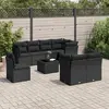 Image de vidaXL Salon de jardin 9 pcs avec coussins noir résine tressée