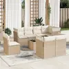 Image de vidaXL Salon de jardin avec coussins 9 pcs beige résine tressée