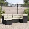 Image de vidaXL Salon de jardin 6 pcs avec coussins noir résine tressée