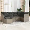 Image de vidaXL Salon de jardin 6 pcs avec coussins gris résine tressée