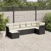 Image de vidaXL Salon de jardin 7 pcs avec coussins noir résine tressée