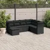 Image de vidaXL Salon de jardin 7 pcs avec coussins noir résine tressée