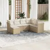 Image de vidaXL Salon de jardin avec coussins 7 pcs beige résine tressée