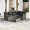 Image de vidaXL Salon de jardin 8 pcs avec coussins gris résine tressée