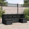 Image de vidaXL Salon de jardin 6 pcs avec coussins noir résine tressée