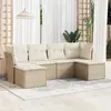 Image de vidaXL Salon de jardin avec coussins 6 pcs beige résine tressée