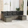 Image de vidaXL Salon de jardin 6 pcs avec coussins gris résine tressée