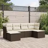 Image de vidaXL Salon de jardin avec coussins 6 pcs marron résine tressée