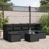 Image de vidaXL Salon de jardin 7 pcs avec coussins noir résine tressée