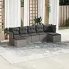 Image de vidaXL Salon de jardin avec coussins 7 pcs gris résine tressée