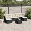 Image de vidaXL Salon de jardin 8 pcs avec coussins noir résine tressée