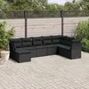 Image de vidaXL Salon de jardin 8 pcs avec coussins noir résine tressée