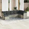 Image de vidaXL Salon de jardin 8 pcs avec coussins gris clair résine tressée