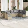 Image de vidaXL Salon de jardin avec coussins 9 pcs beige résine tressée
