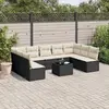 Image de vidaXL Salon de jardin 10 pcs avec coussins noir résine tressée