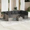 Image de vidaXL Salon de jardin avec coussins 10 pcs gris résine tressée