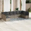 Image de vidaXL Salon de jardin avec coussins 10 pcs gris résine tressée