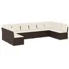 Image de vidaXL Salon de jardin 10 pcs avec coussins marron résine tressée
