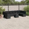 Image de vidaXL Salon de jardin 11 pcs avec coussins noir résine tressée