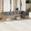 Image de vidaXL Salon de jardin 11 pcs avec coussins beige résine tressée