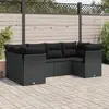 Image de vidaXL Salon de jardin 6 pcs avec coussins noir résine tressée