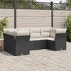 Image de vidaXL Salon de jardin 6 pcs avec coussins noir résine tressée