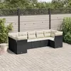 Image de vidaXL Salon de jardin 7 pcs avec coussins noir résine tressée